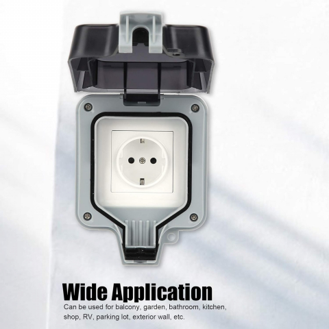 Priza simpla exterior INNOVIX, Model Standard European, 250V/16A, IP66, rezistenta la apa si praf, gri [5]