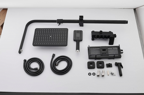 Set de dus INNOVIX, Cap de Dus cu Efect de Ploaie si Dus Manual cu 3 Moduri,  Panou Control Multifunctional, Negru Mat [7]
