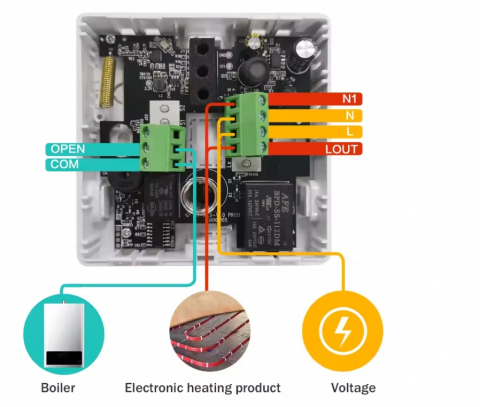 Termostat Wireless Smart INNOVIX, Control Vocal Alexa, Afisaj LCD, Functionalitate Programabila si Telecomanda, 3A, Alb [5]