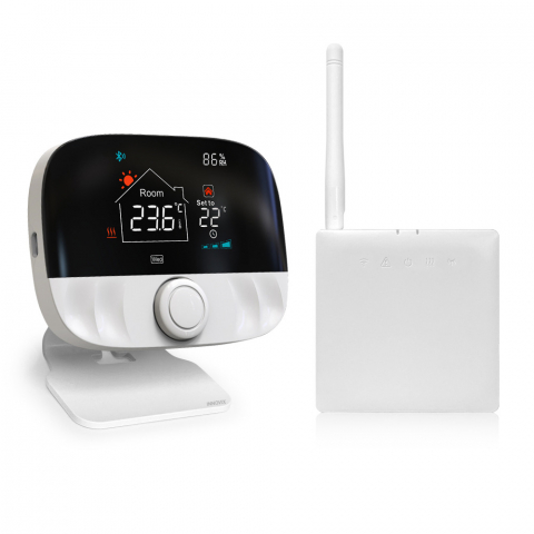 Accesorii Incalzire - Termostat Wireless Smart INNOVIX, Control Vocal Alexa, Afisaj LCD, Functionalitate Programabila si Telecomanda, 3A, Alb