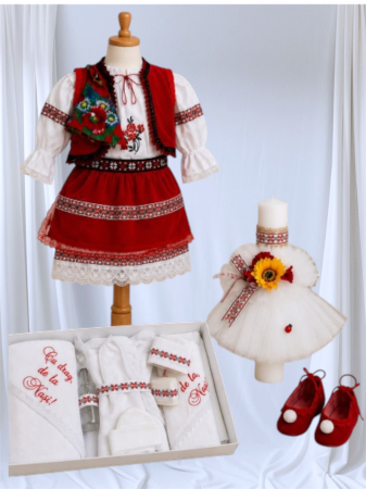 Botez si aniversari - Trusou traditional copmplet pentru fetite model 1