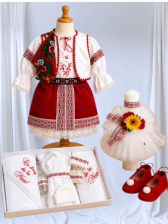 Botez si aniversari - Trusou traditional copmplet pentru fetite model 2