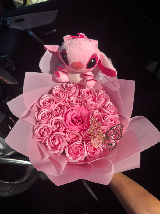 Buchet Trandafiri Roz Mini Stitch [1]