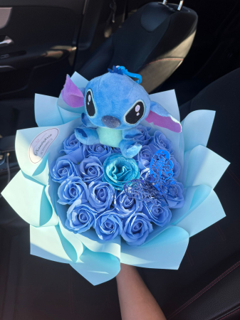 Buchete Trandafiri Sapun - Buchet Trandafiri Albastru Mini Stitch