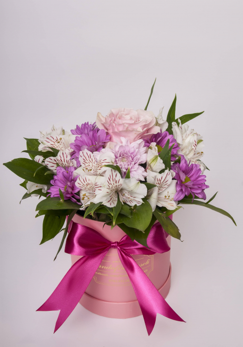 Aranjament floral cilindric pink ” varinata 3 din 3” [2]