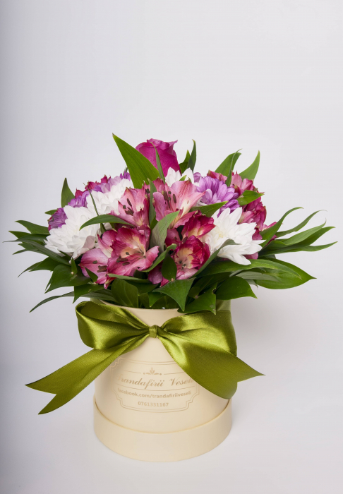 Aranjament floral cilindric roz pal  ”varianta 3 din 3” [1]