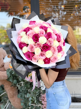 Buchete trandafiri - Buchet "Cotton Candy"