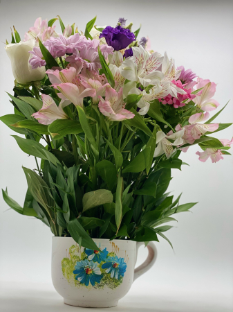 Aranjamente florale în ceramica - Aranjament ceramic ”Ceașcă”