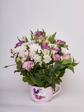Aranjamente florale în ceramica - Aranjament ceramic roz