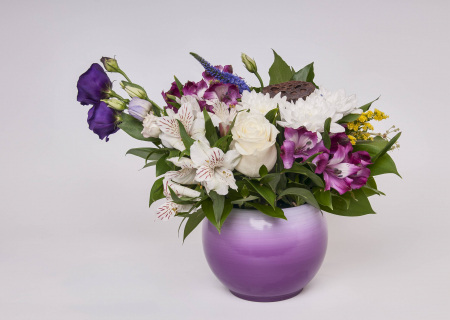 Aranjamente florale - Aranjament floral ceramic  ” Nuanțe de mov 1”