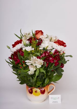 Aranjamente florale în ceramica - Aranjament floral ceramic red