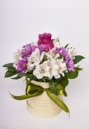 Aranjament floral cilindric roz pal  ”varianta 3 din 3” [2]