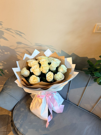 Buchet 15 trandafiri albi [1]