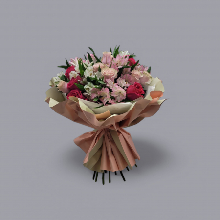 Buchet combo trandafiri si alstroemeria [1]