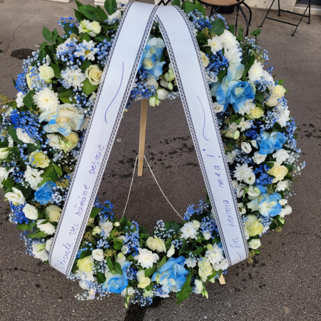 Funerare - Coroană flori blue 95cm