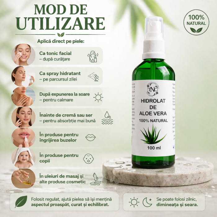 Hidrolat de Aloe Vera, 100% Natural, Transilvania Natural Cosmetics [6]