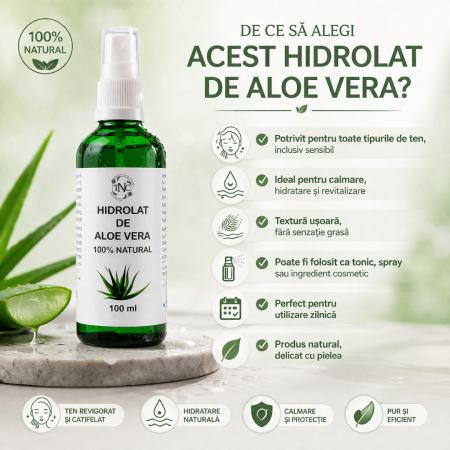Hidrolat de Aloe Vera, 100% Natural, Transilvania Natural Cosmetics [3]