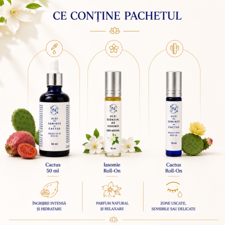 Pachet Ten Ferm & Luminos- Cactus 50 ml + Iasomie Roll-On 10 ml + Cactus Roll-On 10 ml [4]