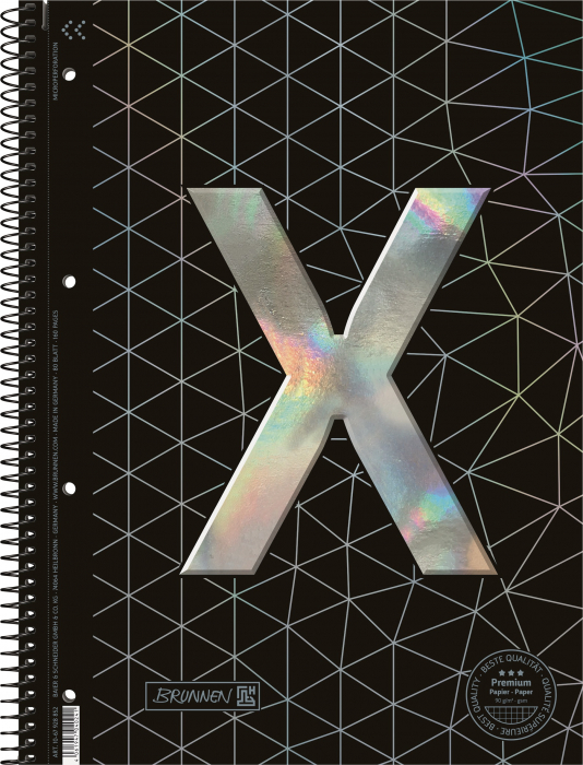 Caiet cu spirală ”Xtreme”, A4, matematică, 90 g/mp, 80 file, copertă cu model cu irizații, calitate Premium [1]