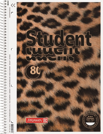 Caiet cu spirală ”Animal”, A4, matematică, 90 g/mp, 80 file, copertă cu imitație blană leopard, calitate Premium [0]