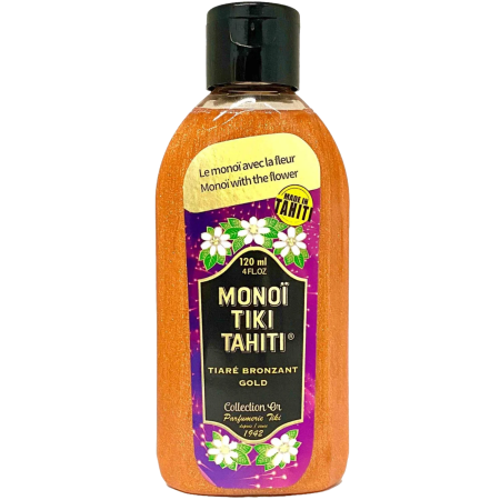 Ulei bronzant - Bronz Perfect: Descoperă Uleiul de Plajă cu sclipici Monoi TIKI Tahiti Tiare Gold SPF 3