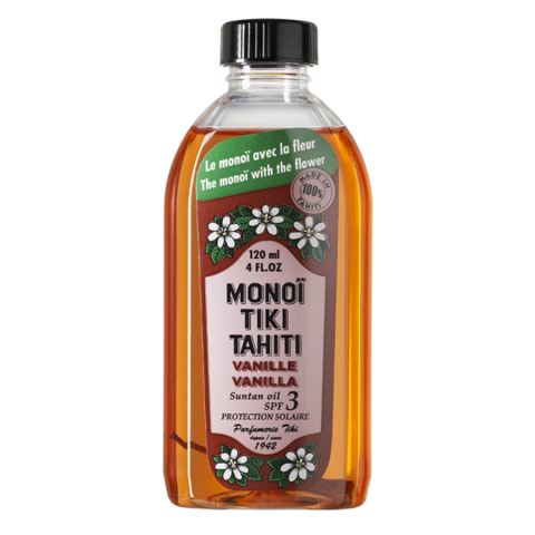 Toate Produsele - Seducție Tahitiană: Bronz Natural cu Ulei de Plajă Monoi TIKI Tahiti Vanilla Rouge SPF 3