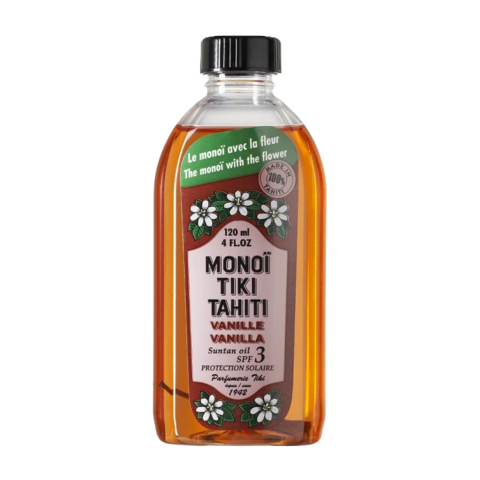 Tiki Tahiti - Seducție Tahitiană: Bronz Natural cu Ulei de Plajă Monoi TIKI Tahiti Vanilla Rouge SPF 3