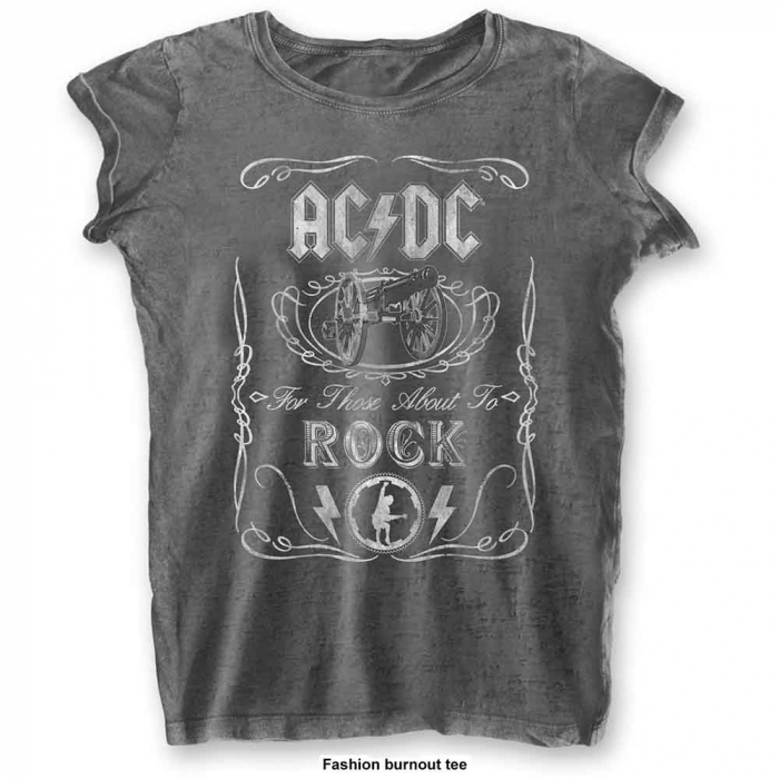 AC/DC Ladies T-Shirt: Cannon Swig (Burnout) [1]