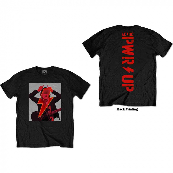 AC/DC Unisex T-Shirt: Angus Finger Horns (Back Print) [1]