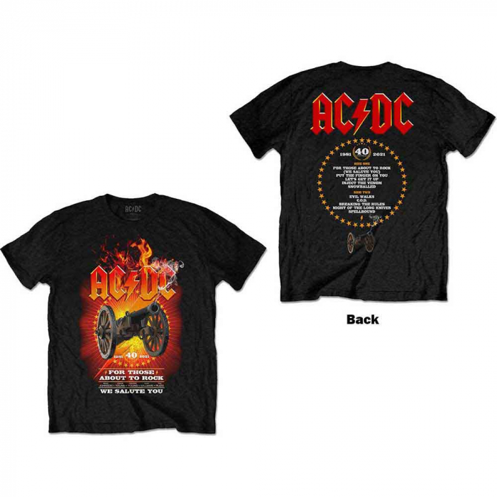 AC/DC Unisex T-Shirt: FTATR 40th Flaming (Back Print) [1]