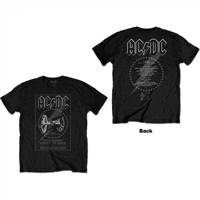 AC/DC Unisex T-Shirt: FTATR 40th Monochrome (Back Print) [1]
