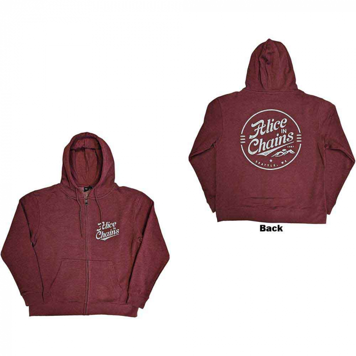 Alice In Chains Unisex Zipped Hoodie: Circle Emblem (Back Print) [1]