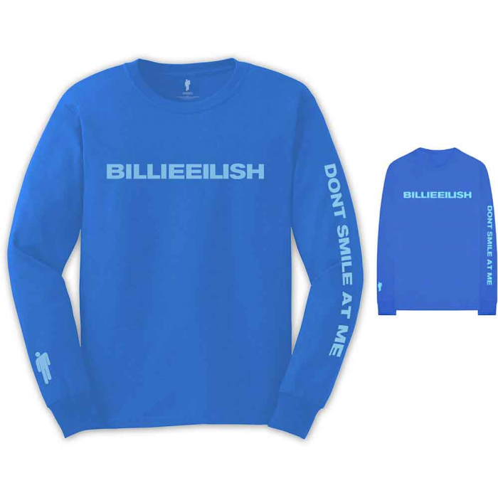 Billie Eilish Unisex Long Sleeve T-Shirt: Smile (Back & Sleeve Print) [1]