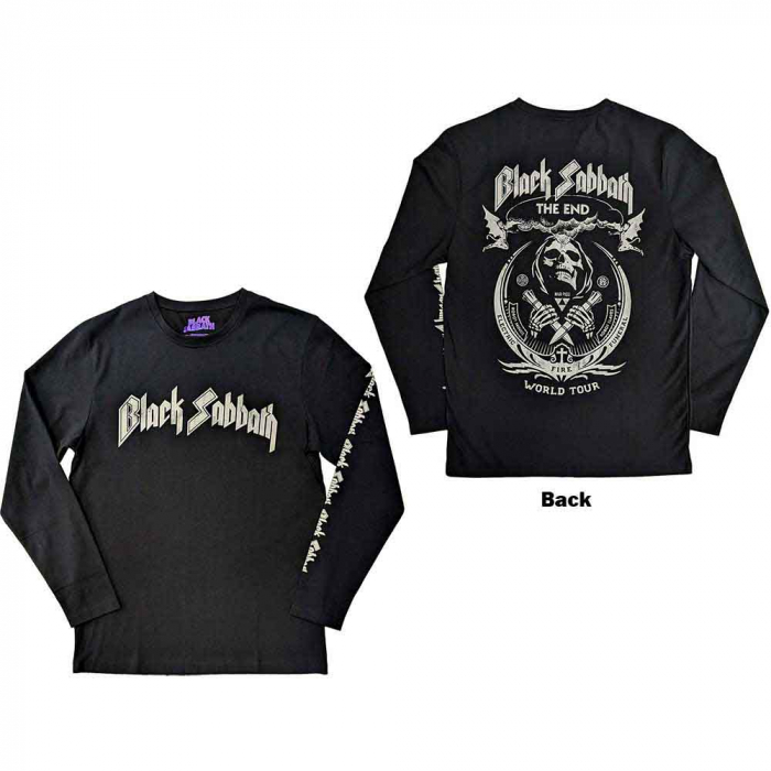 Black Sabbath Unisex Long Sleeve T-Shirt: The End Mushroom Cloud (Back & Sleeve Print) [1]