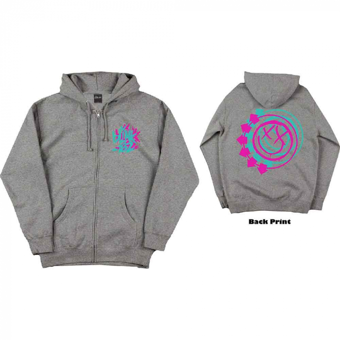 Blink-182 Unisex Zipped Hoodie: Double Six Arrow Smile (Back Print) [1]