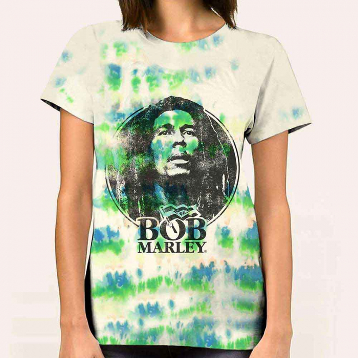 Bob Marley Unisex T-Shirt: Black & White Logo (Wash Collection) [1]