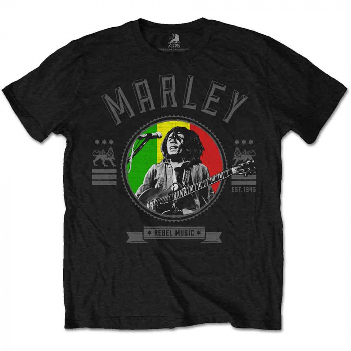 Bob Marley Unisex T-Shirt: Rebel Music Seal [1]