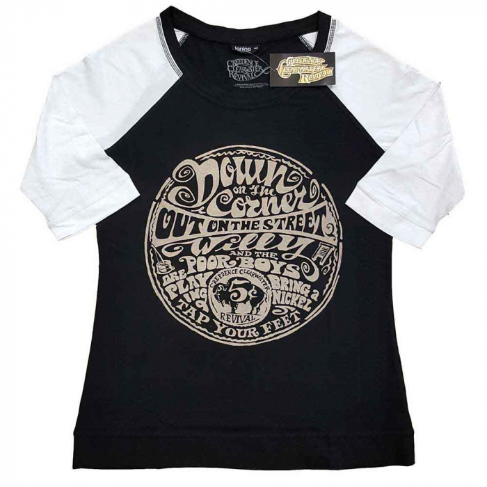 Creedence Clearwater Revival Ladies Raglan T-Shirt: Down On The Corner [1]