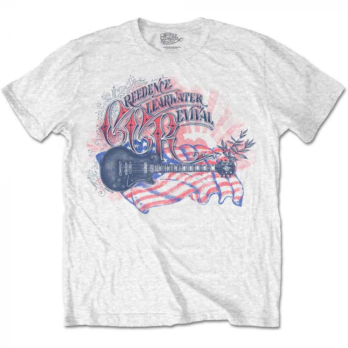 Creedence Clearwater Revival Unisex T-Shirt: Guitar & Flag [1]