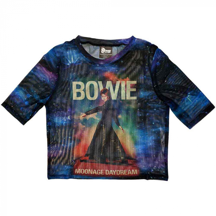 David Bowie Ladies Crop Top: Moonage 11 Fade (Mesh) [1]
