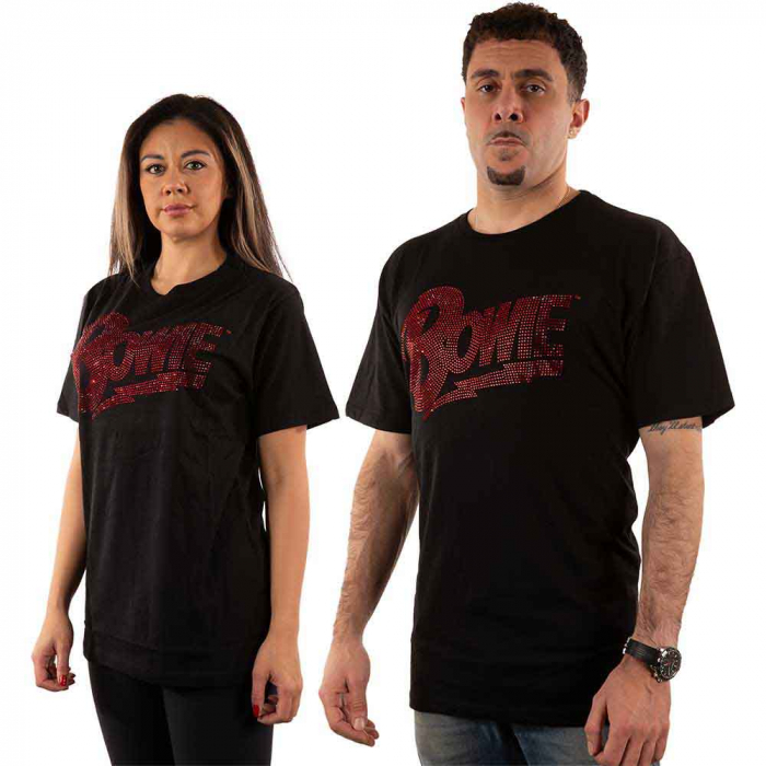 David Bowie Unisex T-Shirt: Logo (Embellished) [1]