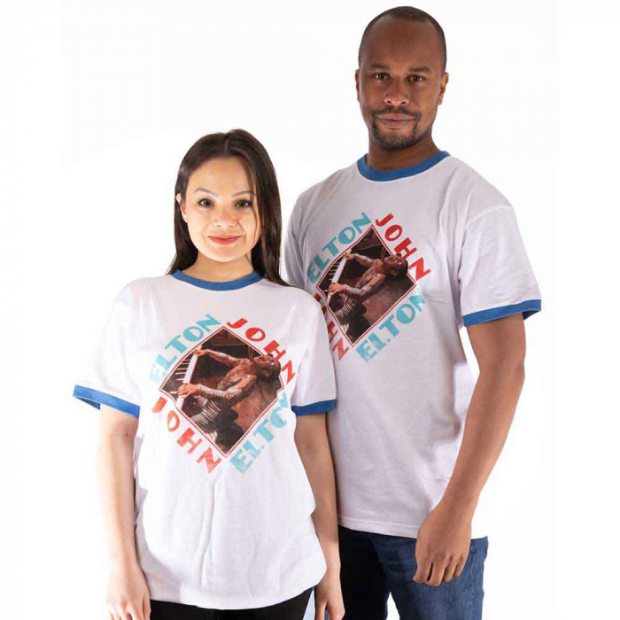 Elton John Unisex Ringer T-Shirt: Piano Diamond [1]
