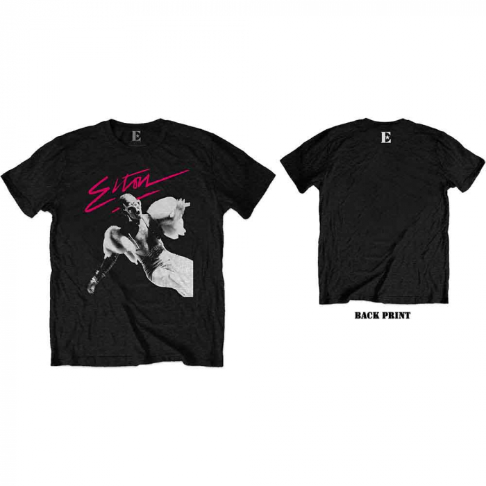 Elton John Unisex T-Shirt: Pink Brush (Back Print) [1]