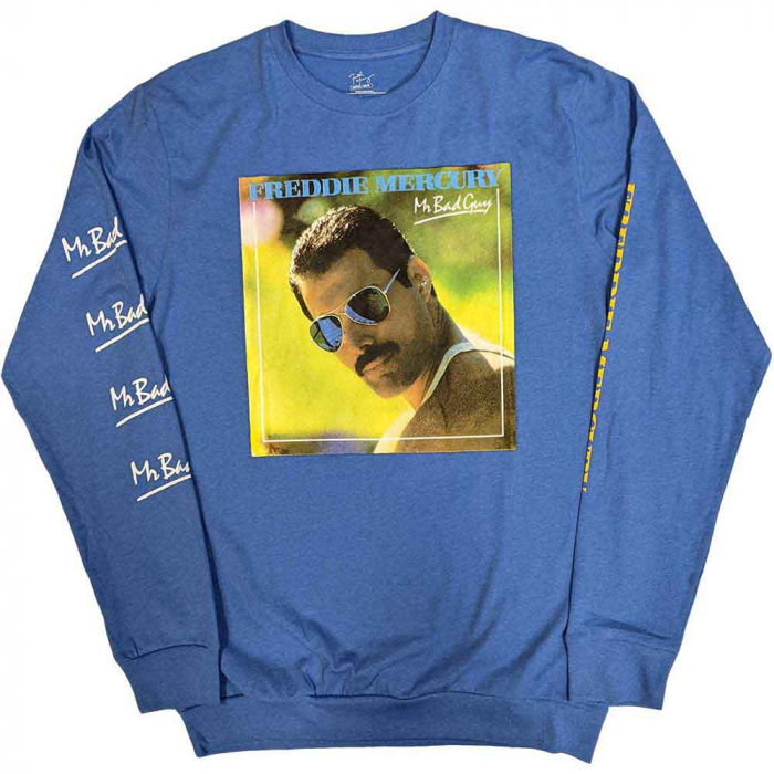 Freddie Mercury Unisex Long Sleeve T-Shirt: Mr Bad Guy (Sleeve Print) [1]