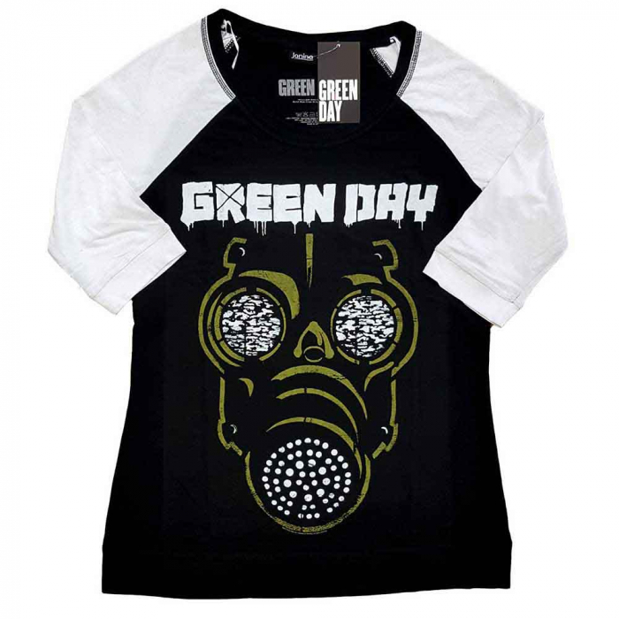 Green Day Ladies Raglan T-Shirt: Green Mask [1]