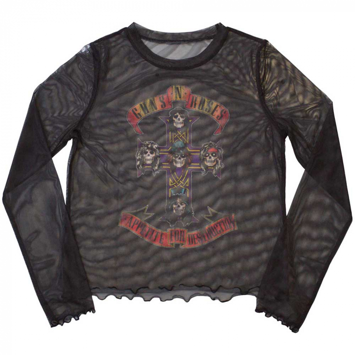 Guns N' Roses Ladies Long Sleeve T-Shirt: Appetite For Destruction (Mesh) [1]
