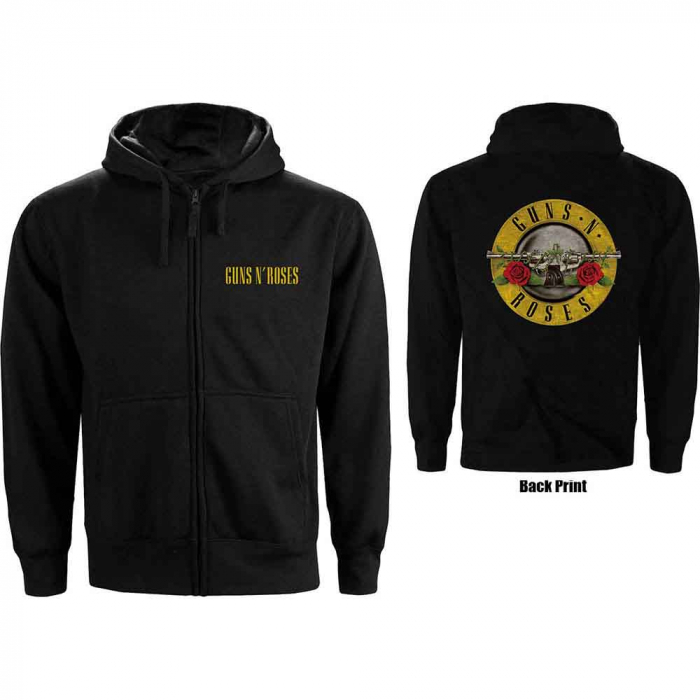 Guns N' Roses Ladies Zipped Hoodie: Classic Logo (Back Print) [1]