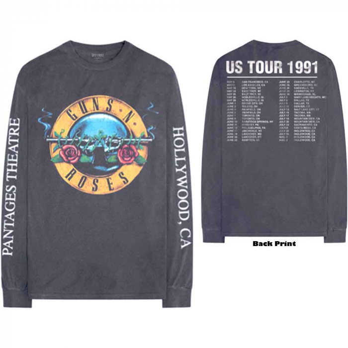 Guns N' Roses Unisex Long Sleeve T-Shirt: Hollywood Tour (Back & Sleeve Print) [1]