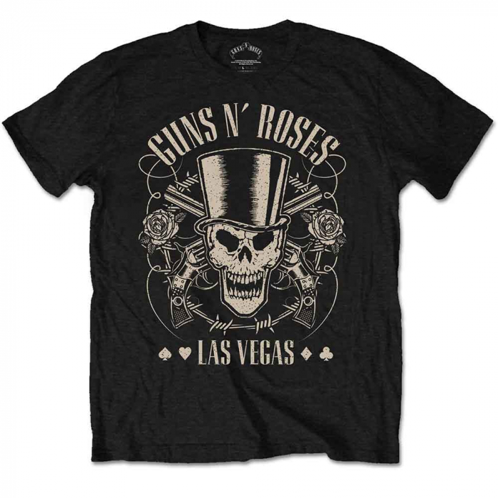 Guns N' Roses Unisex T-Shirt: Top Hat, Skull & Pistols Las Vegas [1]