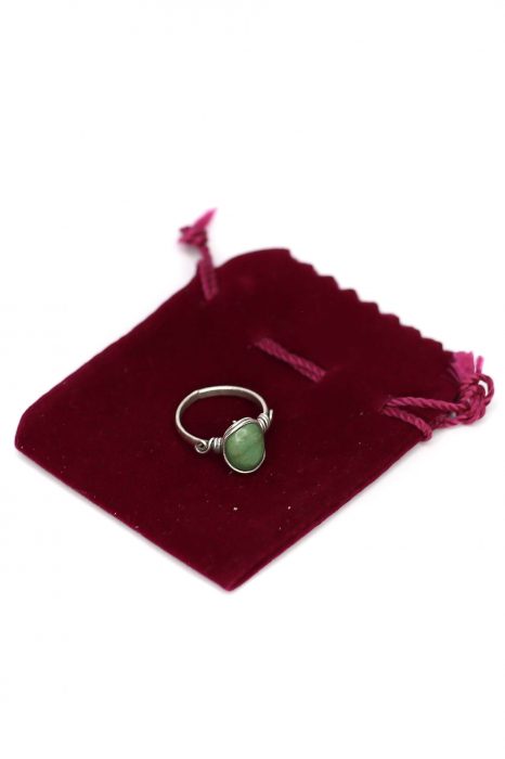 Inel handmade cu piatra rotunda - Verde Turcoaz [2]